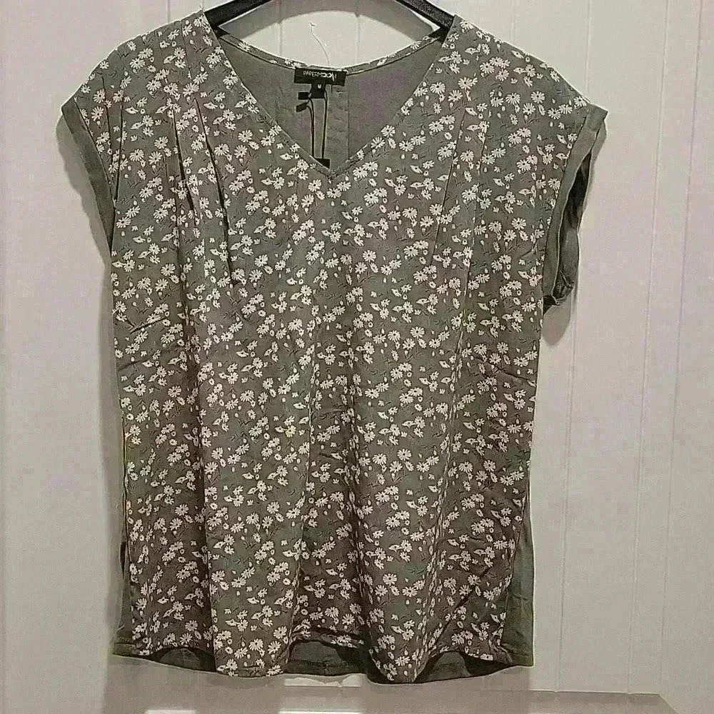 Papermoon Green Floral Top Size Medium